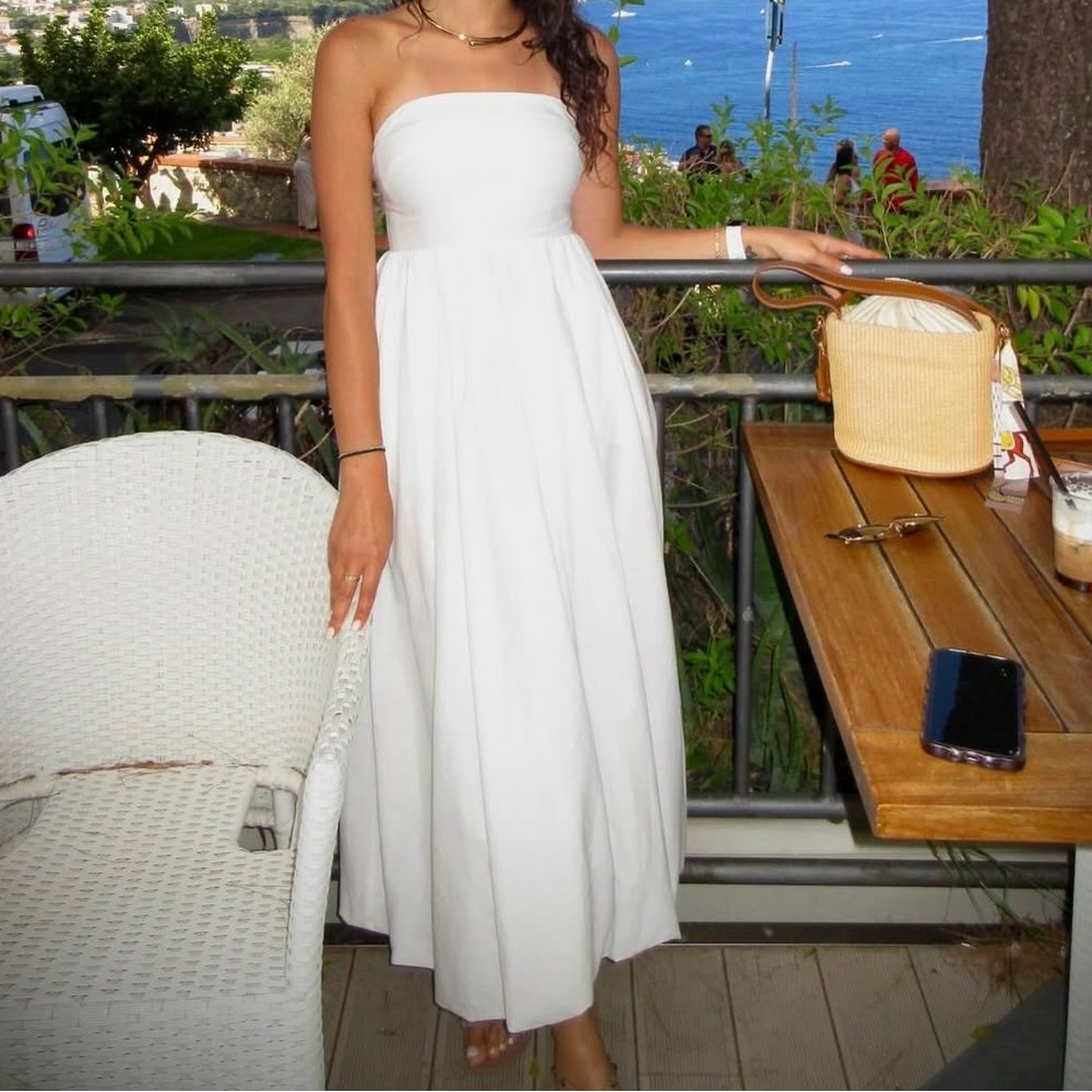 Elegant White Strapless Maxi Dress